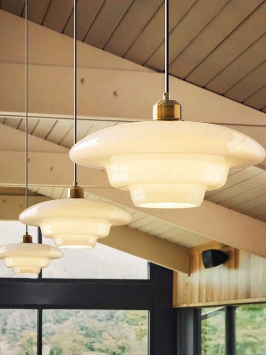Glazen Hanglamp met Gelaagd Design – Melkwit Matglas voor Eetkamer en Woonkamer | Sansoti