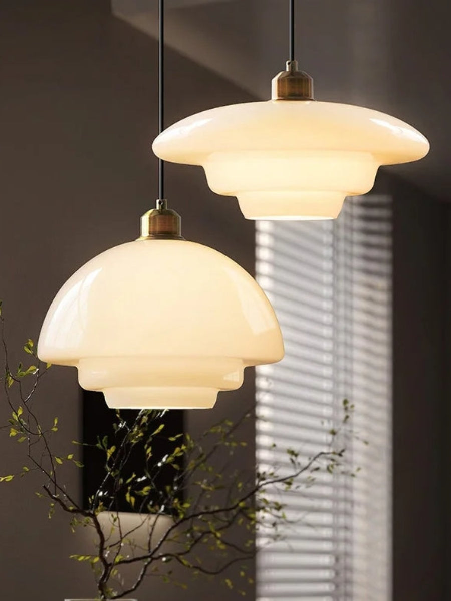 Glazen Hanglamp met Gelaagd Design – Melkwit Matglas voor Eetkamer en Woonkamer | Sansoti