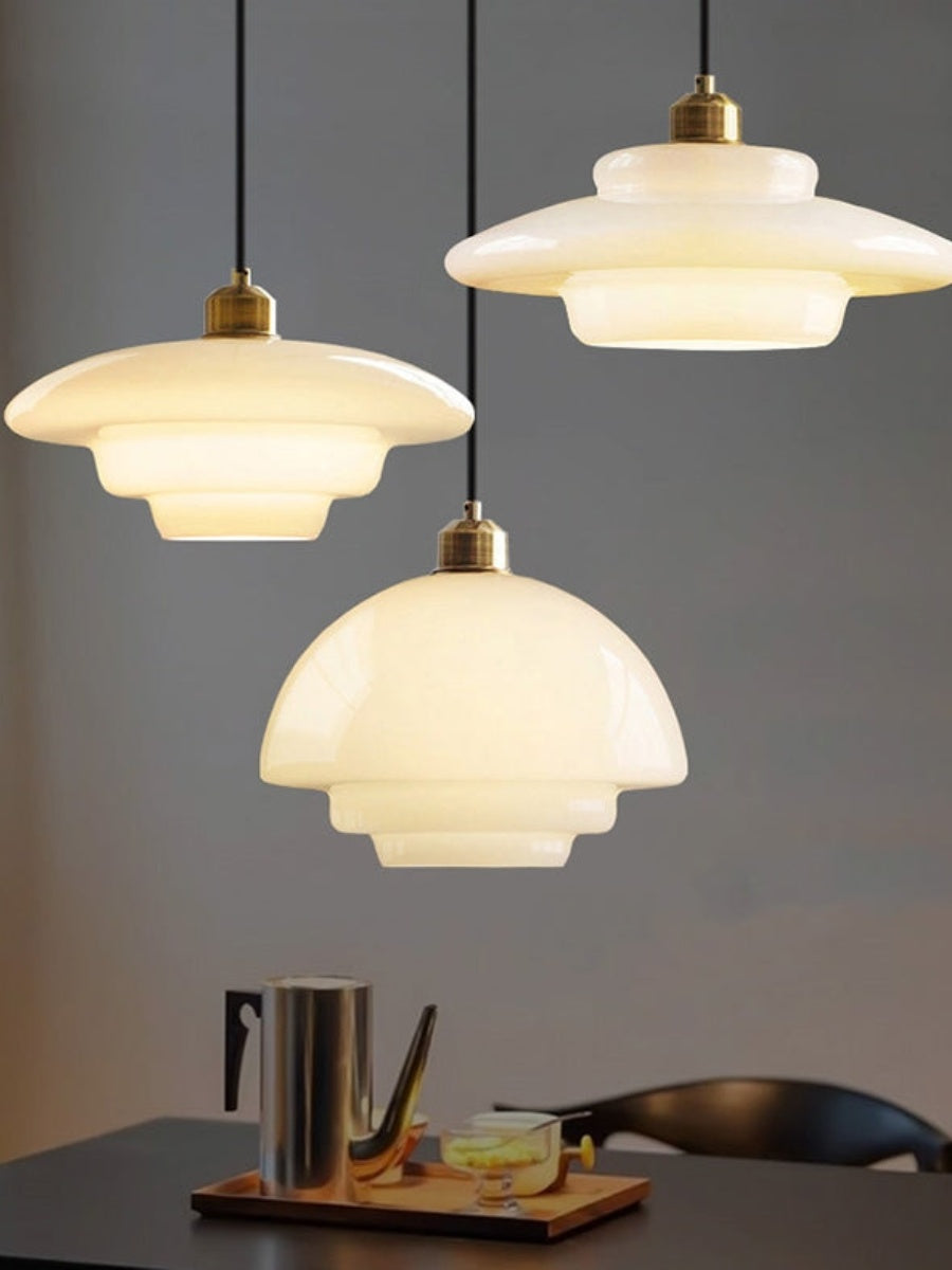 Glazen Hanglamp met Gelaagd Design – Melkwit Matglas voor Eetkamer en Woonkamer | Sansoti
