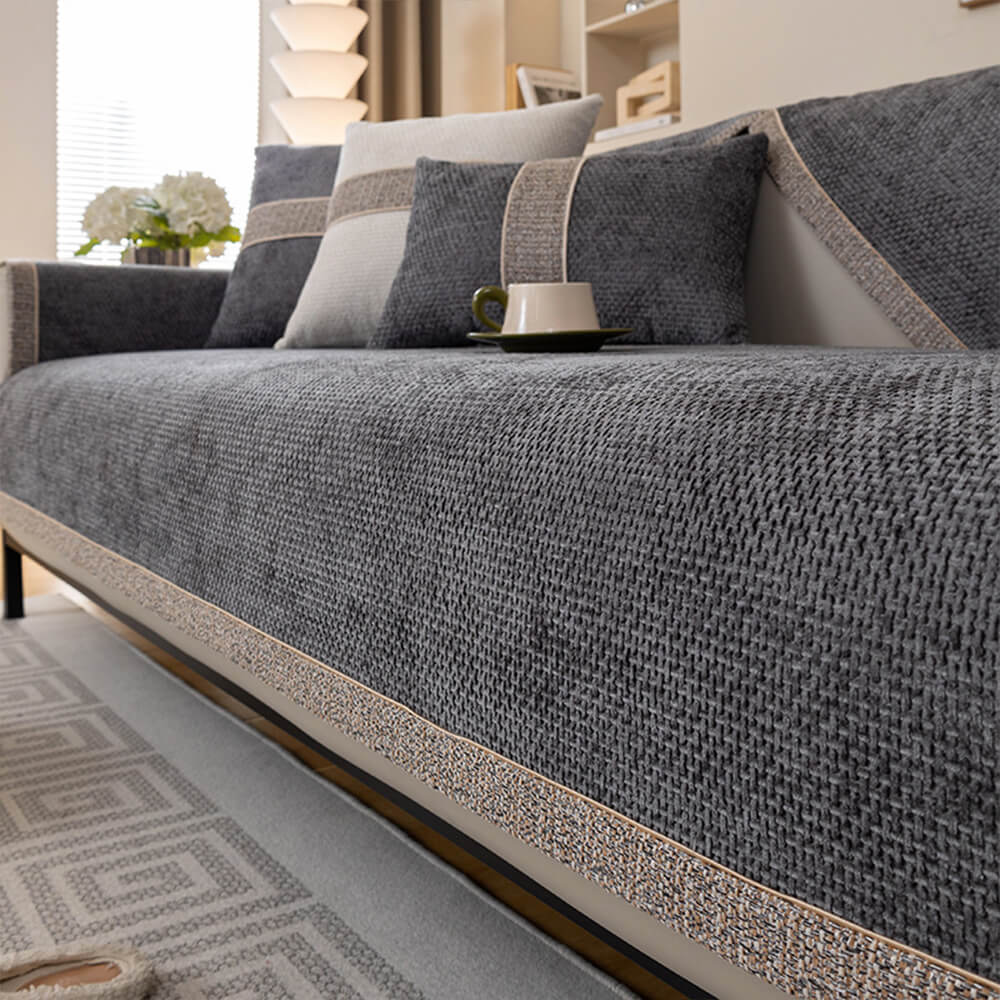 Geweven Chenille Bankhoes met Antislip Tweed Textuur voor Optimale Bescherming van Meubels Bank Sofa | Sansoti