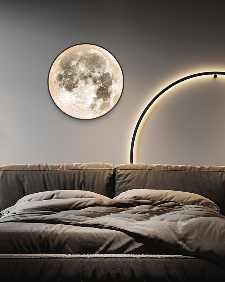 Wandleuchte Mond Wandbild LED Dimmbar Fernbedienung Wohnzimmer Schlafzimmer | Restfield