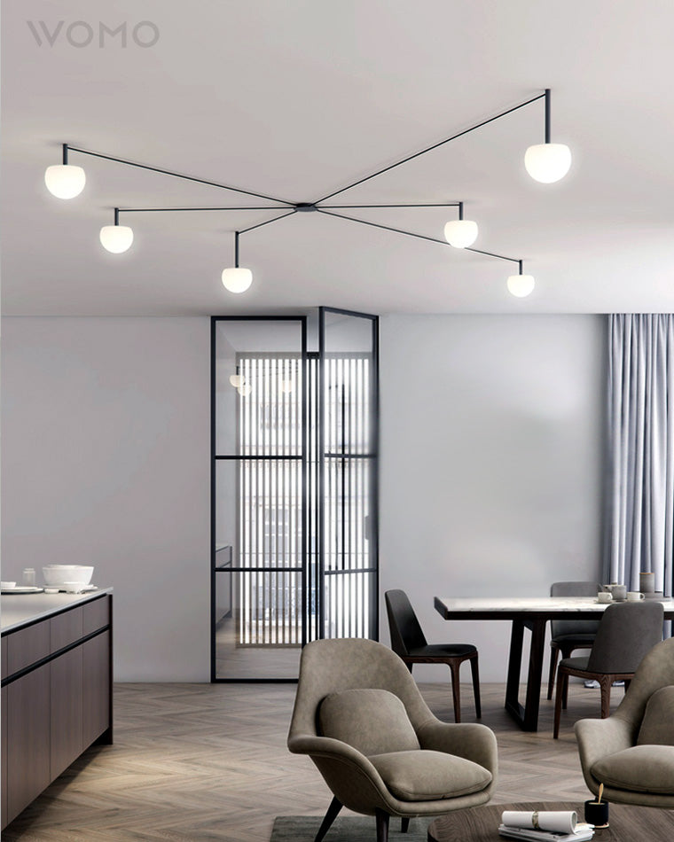 Deckenleuchte Glaskugeln Verstellbar Metall Weiß Wohnzimmer Schlafzimmer Modern | Restfield