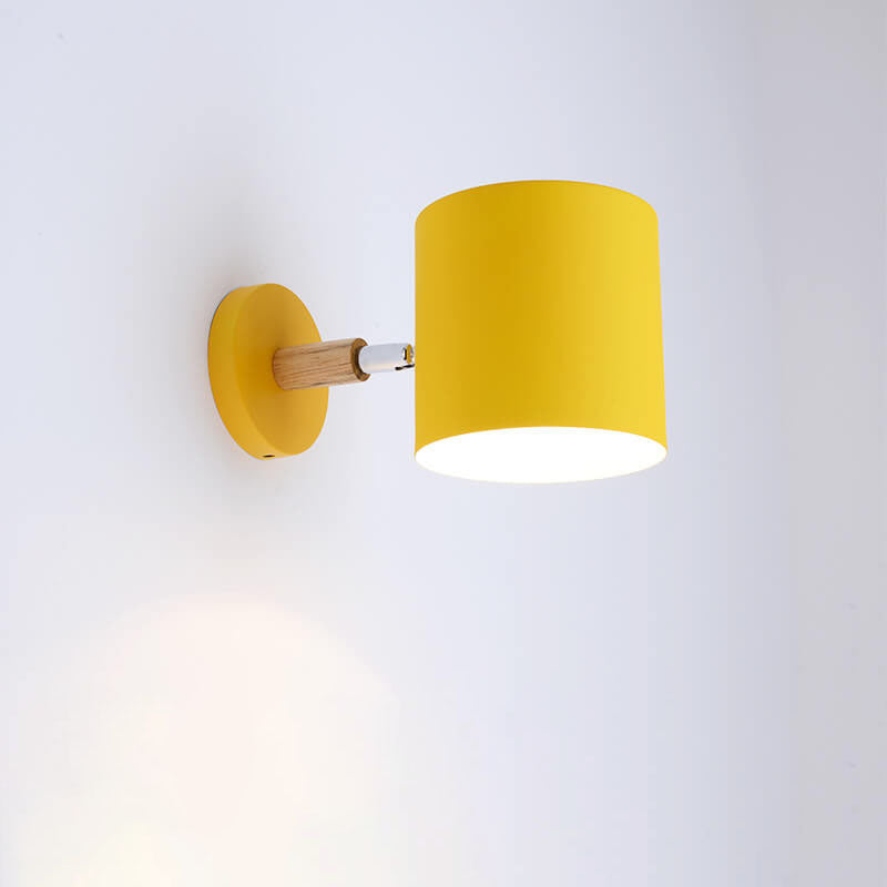 Applique Murale Métal Bois Réglable Chambre Salon Style Scandinave Couleur Macaron E27 Lampe de Chevet Applique Murale | Restfield