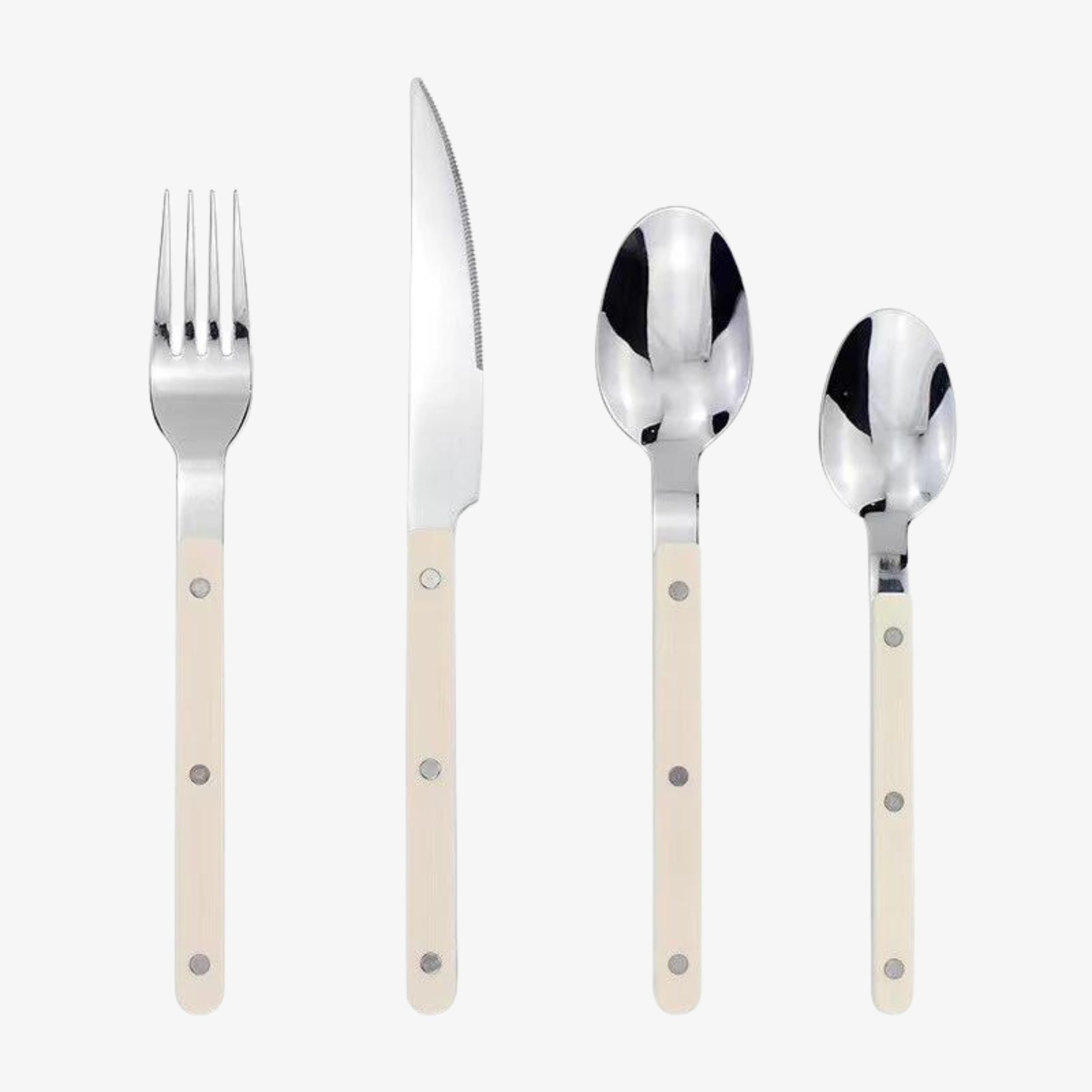 Set de couverts 24 pièces en acier inoxydable avec manche coloré, style bistrot, pour 6 personnes, table de salle à manger, vaisselle et dîner | Sansoti