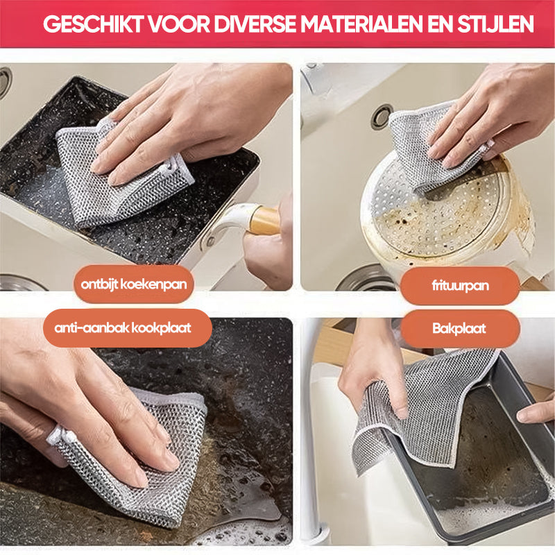 Draadafwasdoek Metaal – Krasvrij Schoonmaken van Pannen, Fornuis & Servies | Herbruikbaar & Duurzaam | Sansoti