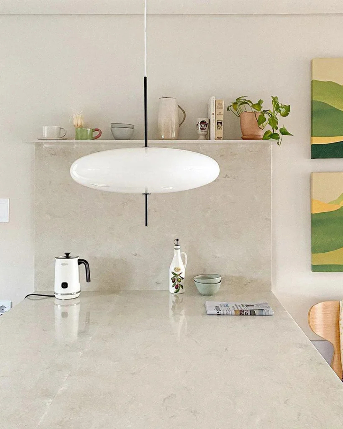 Moderne Hanglamp Met Zwevend Design In Acryl En Metaal Met Warme Diffuse Verlichting | Sansoti