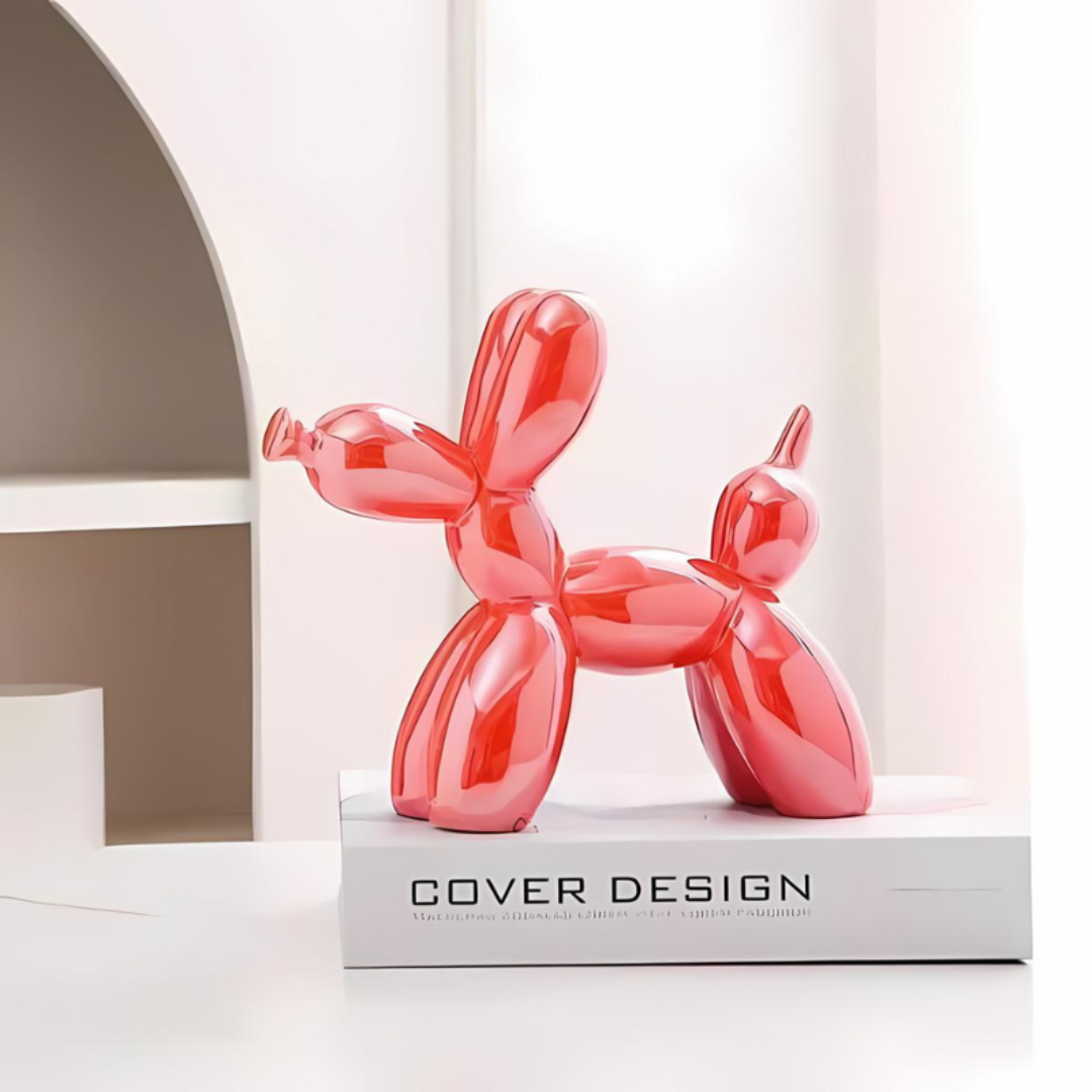 Keramische Ballonhund-Skulptur 18×22cm, skandinavisches Design, dekoratives Kunstobjekt für Wohnzimmer und modernes Interieur | Sansoti