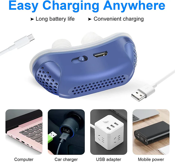 Compact Neusapparaat Luchtstroom Comfortabel Rustgevend Slapen Reizen Fluistertil USB Oplaadbaar Draagbaar | Sansoti