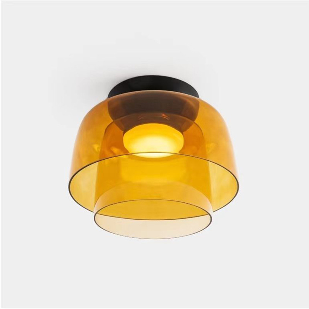Design Glazen Plafondlamp met Gelaagde Structuur — Elegant Lichtspel voor Eetkamer, Woonkamer en Slaapkamer | Sansoti