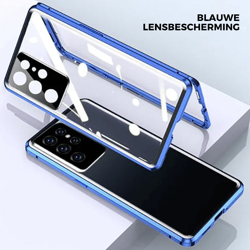 Magnetische Telefoonhoes Gehard Glas Dubbelzijdig voor Samsung | Volledige Bescherming Metalen Frame | Sansoti