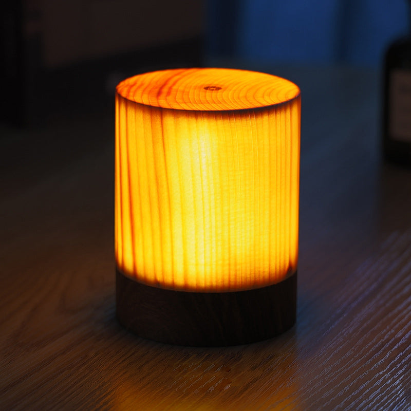 LED Tafellamp Oplaadbaar Touch Dimbaar Houtlook Sfeerlamp Slaapkamer Bureau Draadloos Warm Licht Nachtlampje | Sansoti