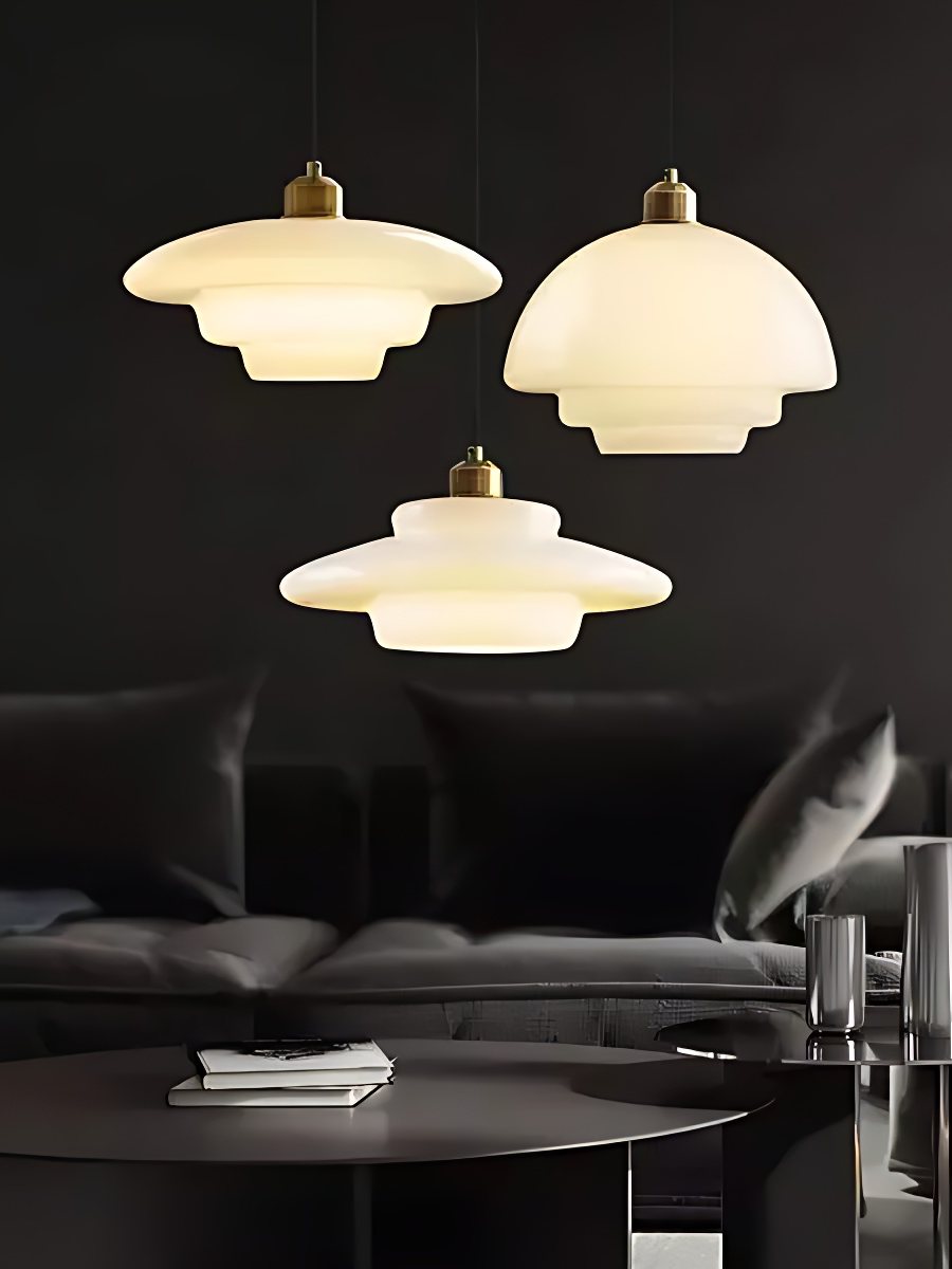 Glazen Hanglamp met Gelaagd Design – Melkwit Matglas voor Eetkamer en Woonkamer | Sansoti