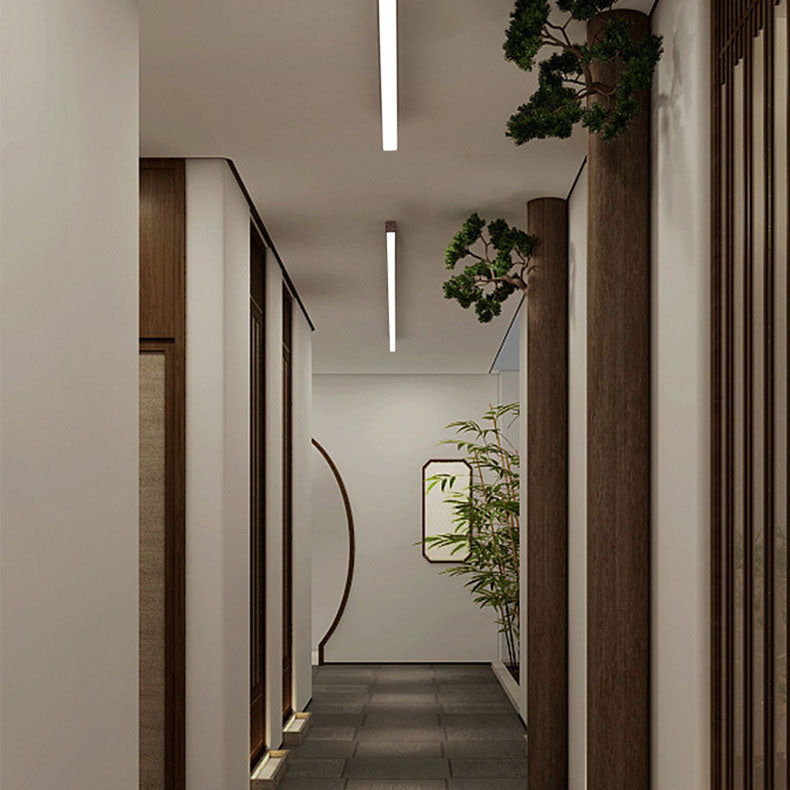 LED Deckenleuchte Holz Länglich Aluminium Wohnzimmer Schlafzimmer 60cm 100cm 120cm Eingebaute LED Lichtleiste Holz Deckenlampe Japandi | Restfield