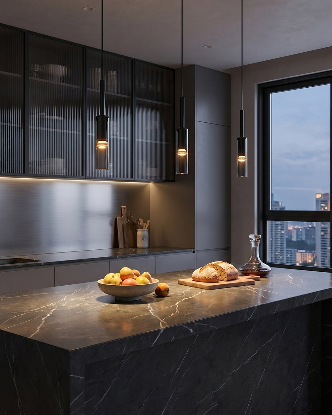 Gerookte Glazen Hanglamp met Minimalistische Metalen Structuur – Moderne Sfeerverlichting voor Eetkamer, Slaapkamer en Woonkamer | Sansoti