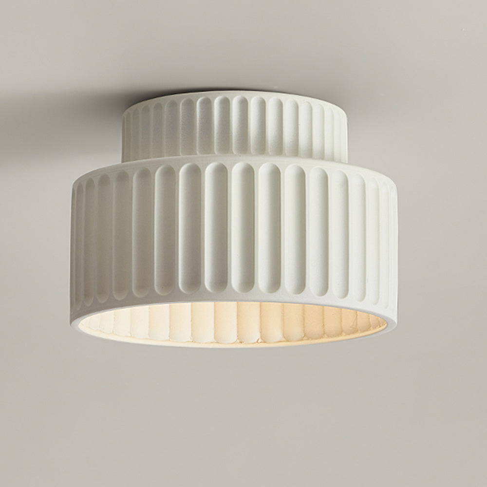 Deckenleuchte Gerippt Resin E27 Weiß Kompakt Modernes Interieur Wohnzimmer Küche Schlafzimmer Retro Design Deckenlampe | Restfield
