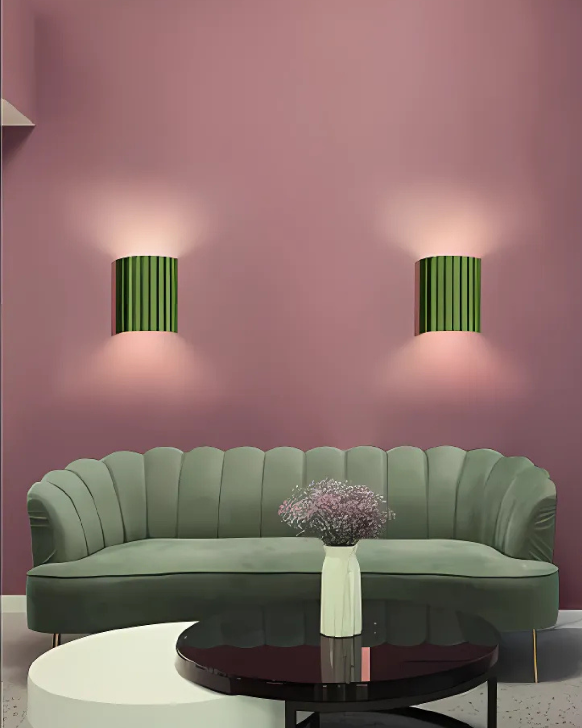Wandlamp Ribbelstructuur Groen Met Tweezijdige Lichtbundel Voor Sfeervolle Ruimtes | Sansoti