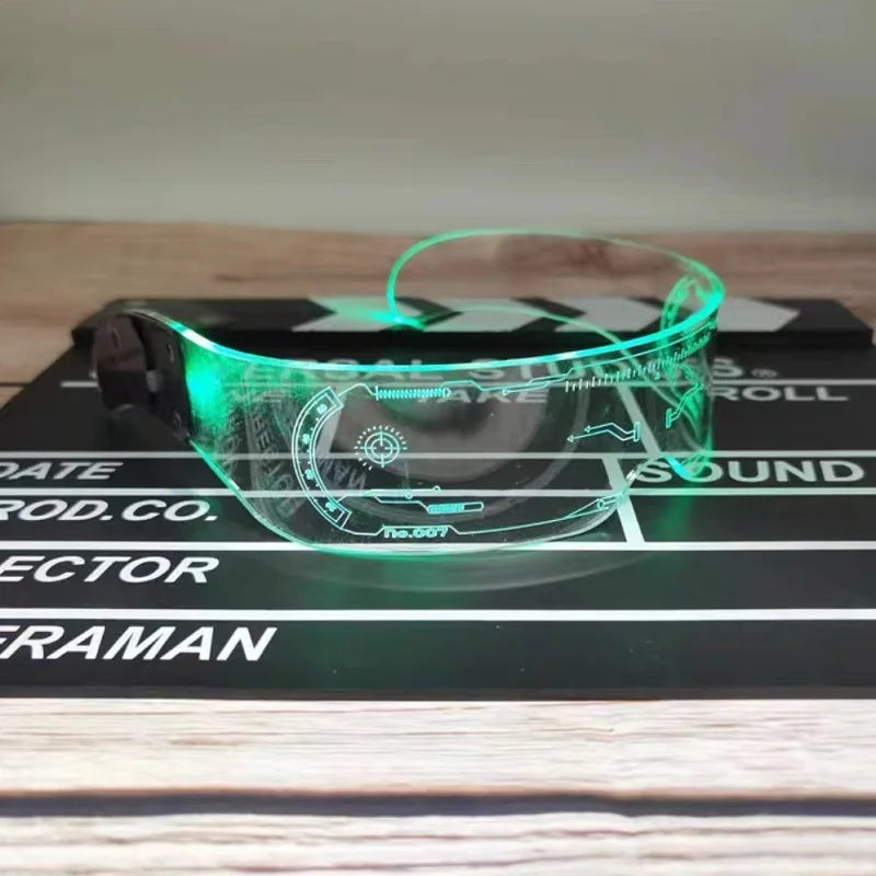 LED-Visierbrille mit beleuchtetem Cyberpunk-Look für Partys, Festivals und Halloween - futuristisches Design für Cosplay | Sansoti