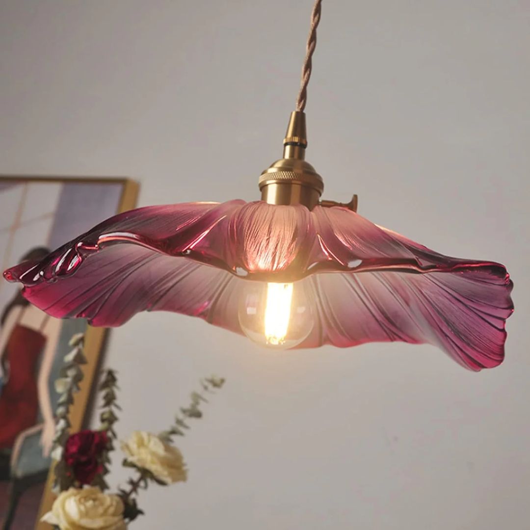 Sansoti | Cullivan Bloemvormige Hanglamp – Glazen Hanglamp met Gouden Fitting voor Woonkamer & Eetkamer