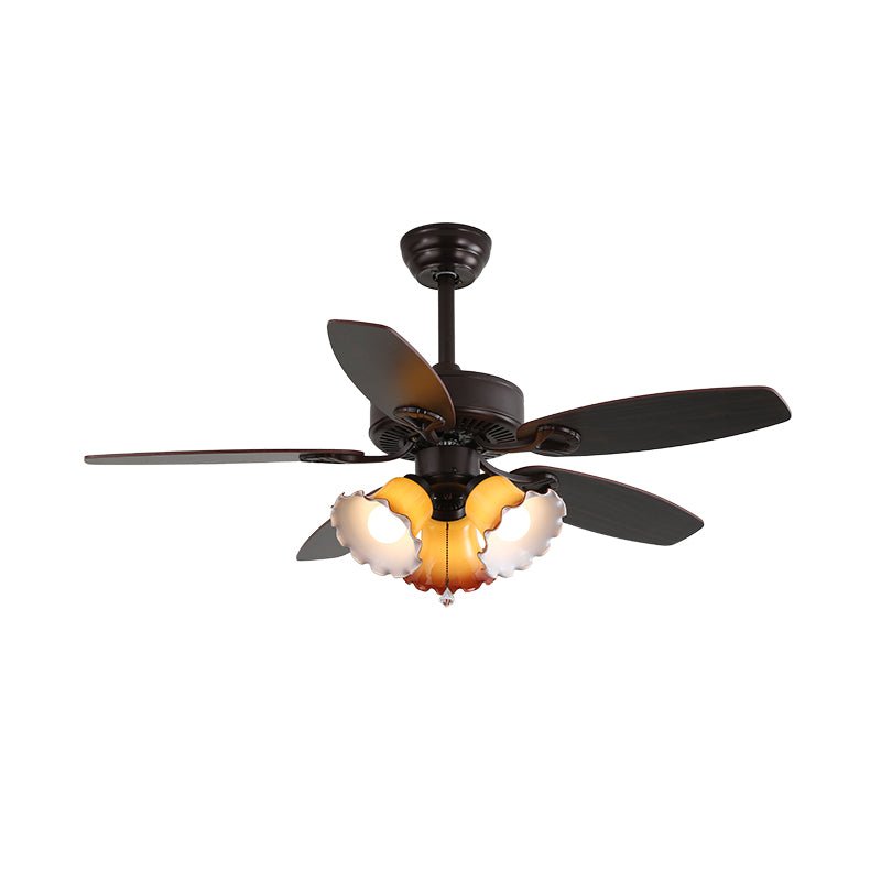 Plafondventilator met Verlichting en Afstandsbediening Klassiek Hout en Glas Ø107cm | Sansoti