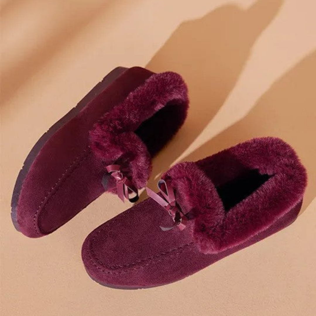 Dames Huissloffen met Pluche Voering Antislip Zool Winterschoenen Strik Comfortabel Warm Binnenslippers | Sansoti