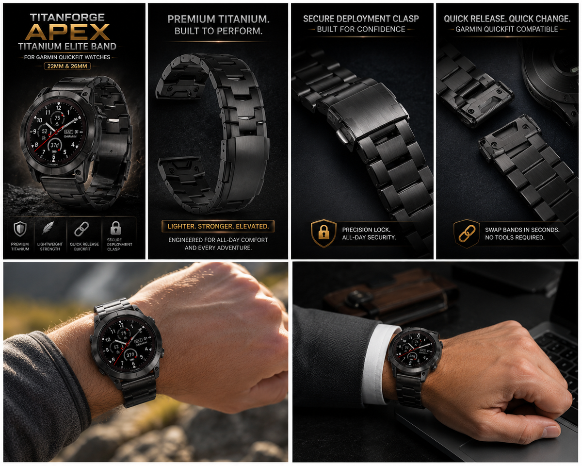 Bracelet à maillons en titane pour smartwatch 22 mm et 26 mm, QuickFit, bracelet de montre sportif en acier et métal | Sansoti