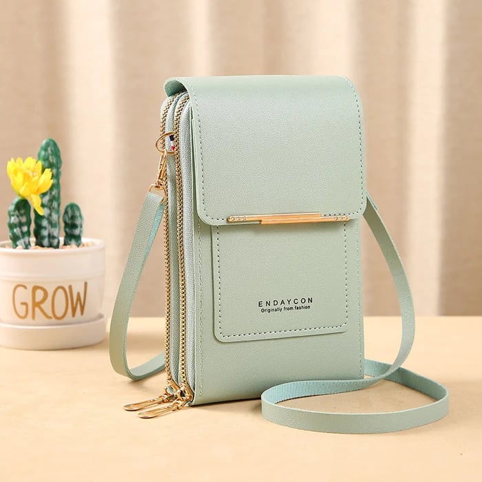 Dames Schoudertas met Telefoonvak en Antidiefstal – Compacte Crossbodytas PU Leer Groen Roze Zwart Grijs Blauw Rood Bruin – Veilige Handtas Portemonnee | Sansoti