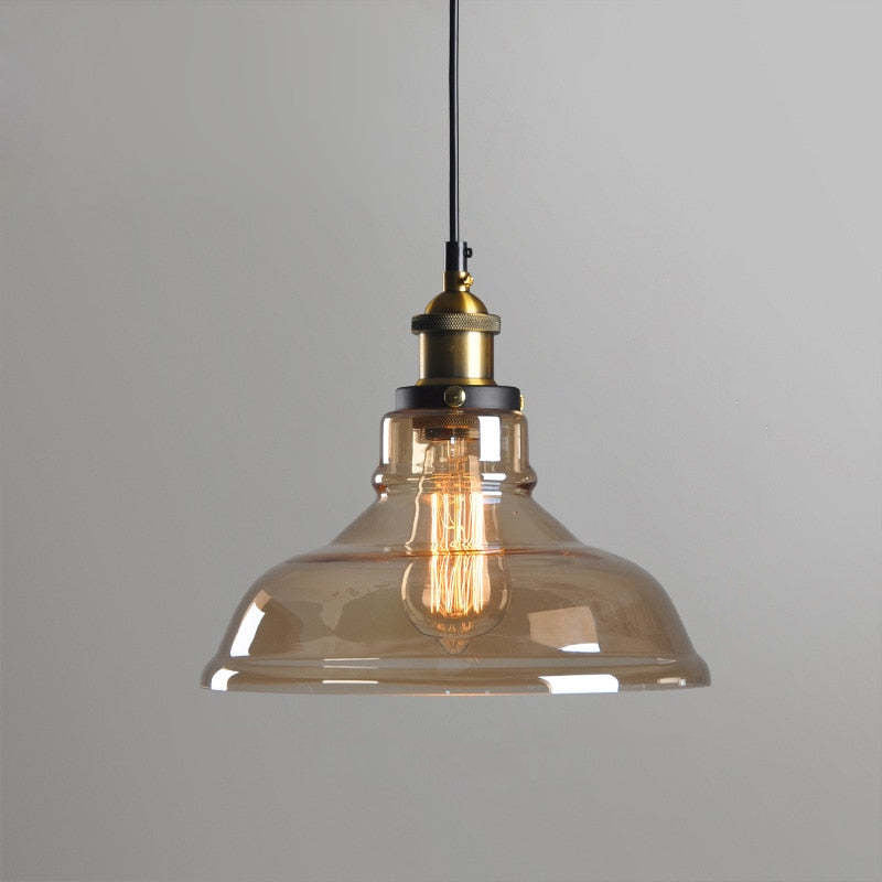 Industriële Glazen Hanglamp Metaal E27 Verstelbaar Snoer Transparant Amber Rookgrijs Binnenverlichting | Sansoti