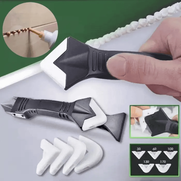 3-in-1 Grout Scraper Kit Tool Silicone Smoother Finishing Sanitary Bathroom | Sansoti