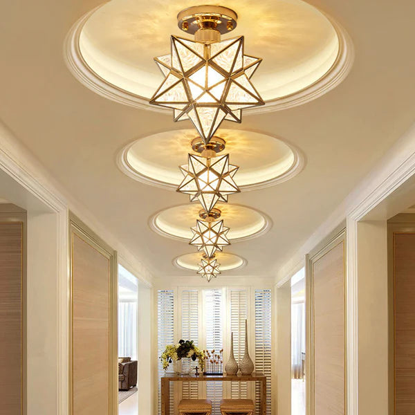 Pinlo Sternförmige Deckenleuchte E27 Gold Flur Schlafzimmer Beleuchtung geometrisches Design Deckenleuchte modern klassisch kompakt 20 cm | Restfield
