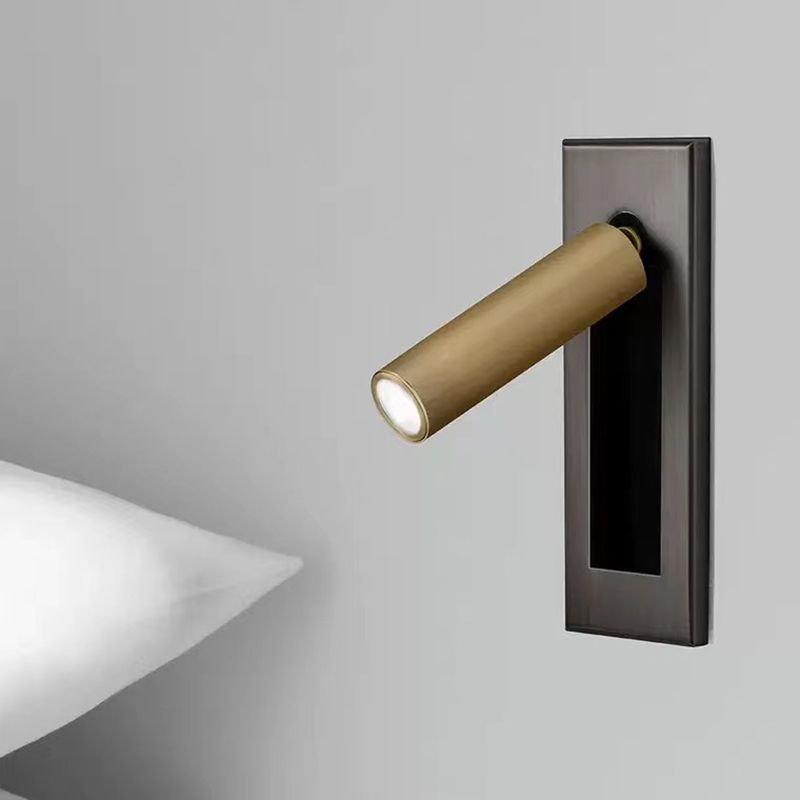 Drehbare Wandleuchte aus Metall in Zylinderform, Leselampe mit verstellbarem Licht, modernes Design, Schwarz und Gold, Nachttischlampe | Sansoti