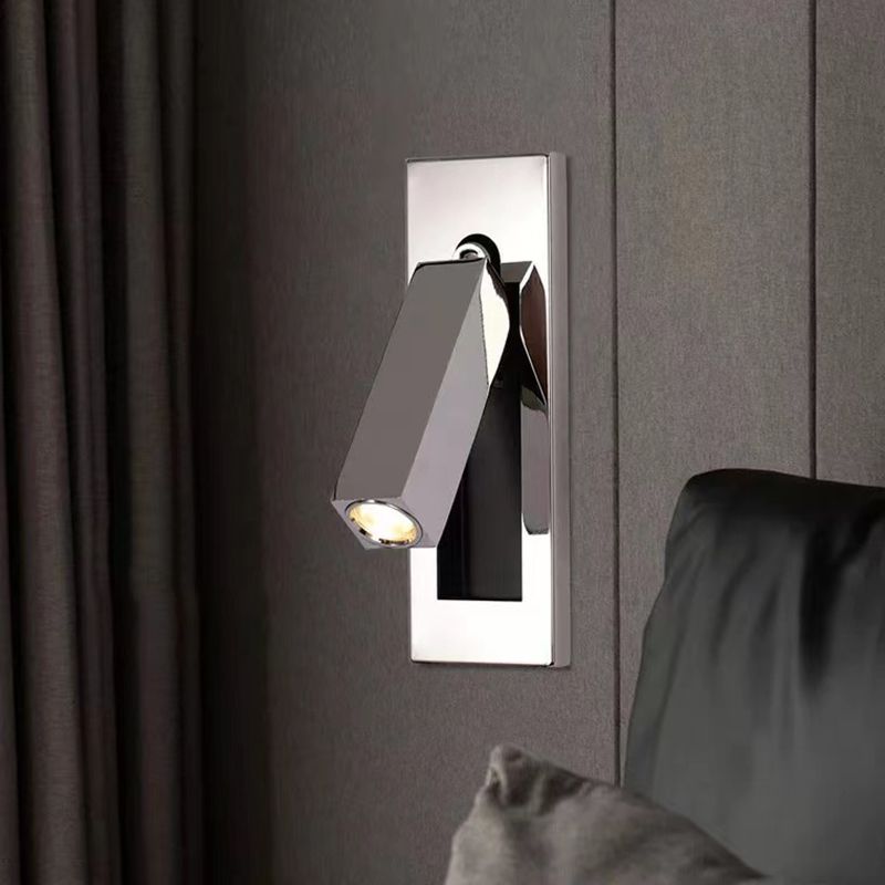 Drehbare Wandleuchte aus Metall in Zylinderform, Leselampe mit verstellbarem Licht, modernes Design, Schwarz und Gold, Nachttischlampe | Sansoti