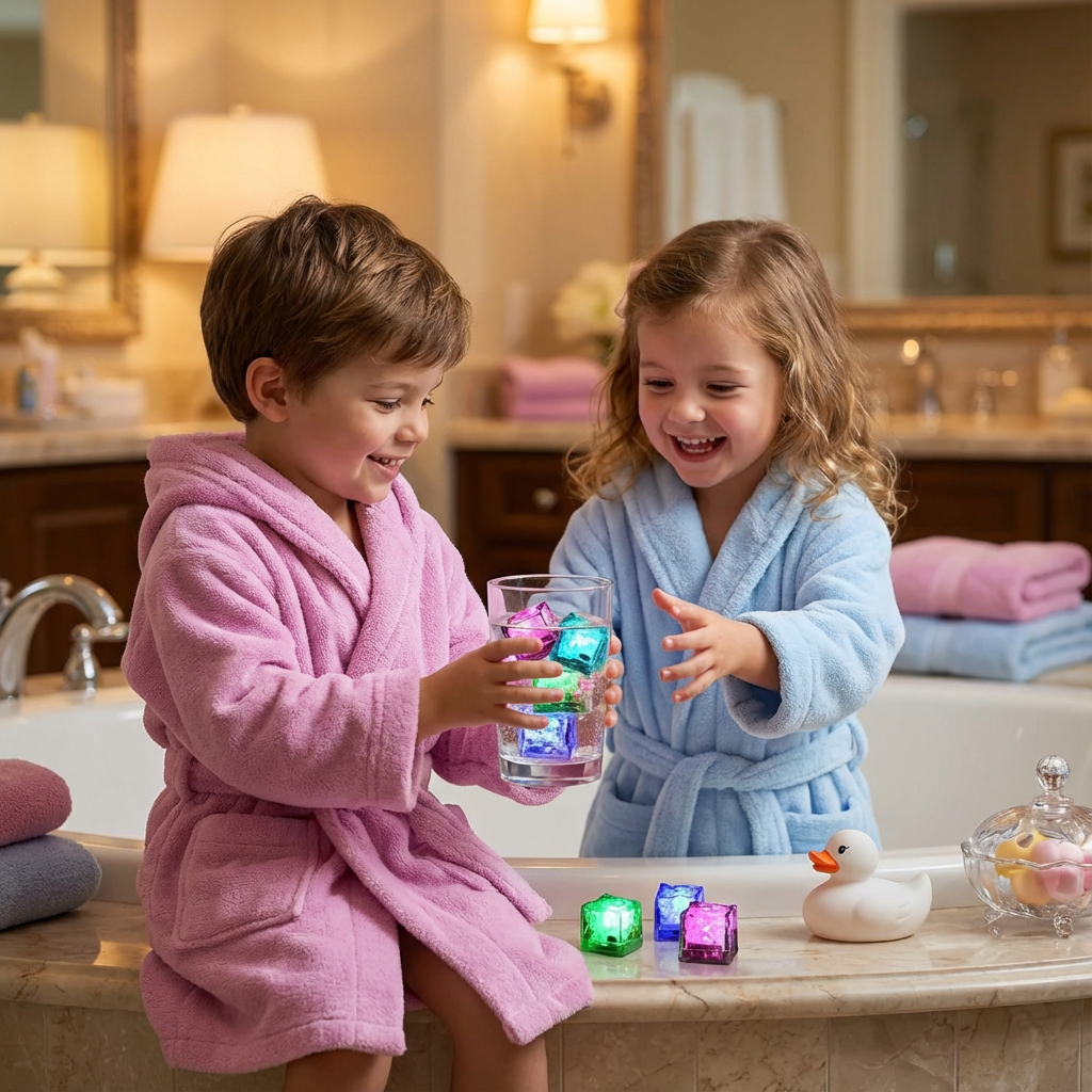Lichtgevende Badkubus voor Kinderen 6-Delig Set – Watergeactiveerd Speelgoed | Sansoti