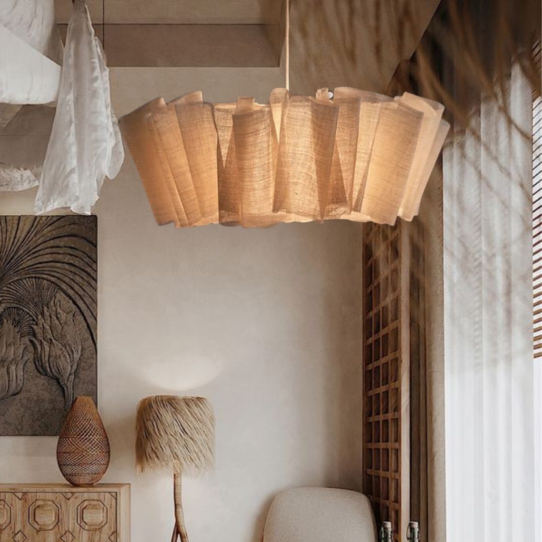 Geplisseerde Stoffen Hanglamp – Minimalistische Scandinavische Verlichting voor Eetkamer & Woonkamer | Sansoti