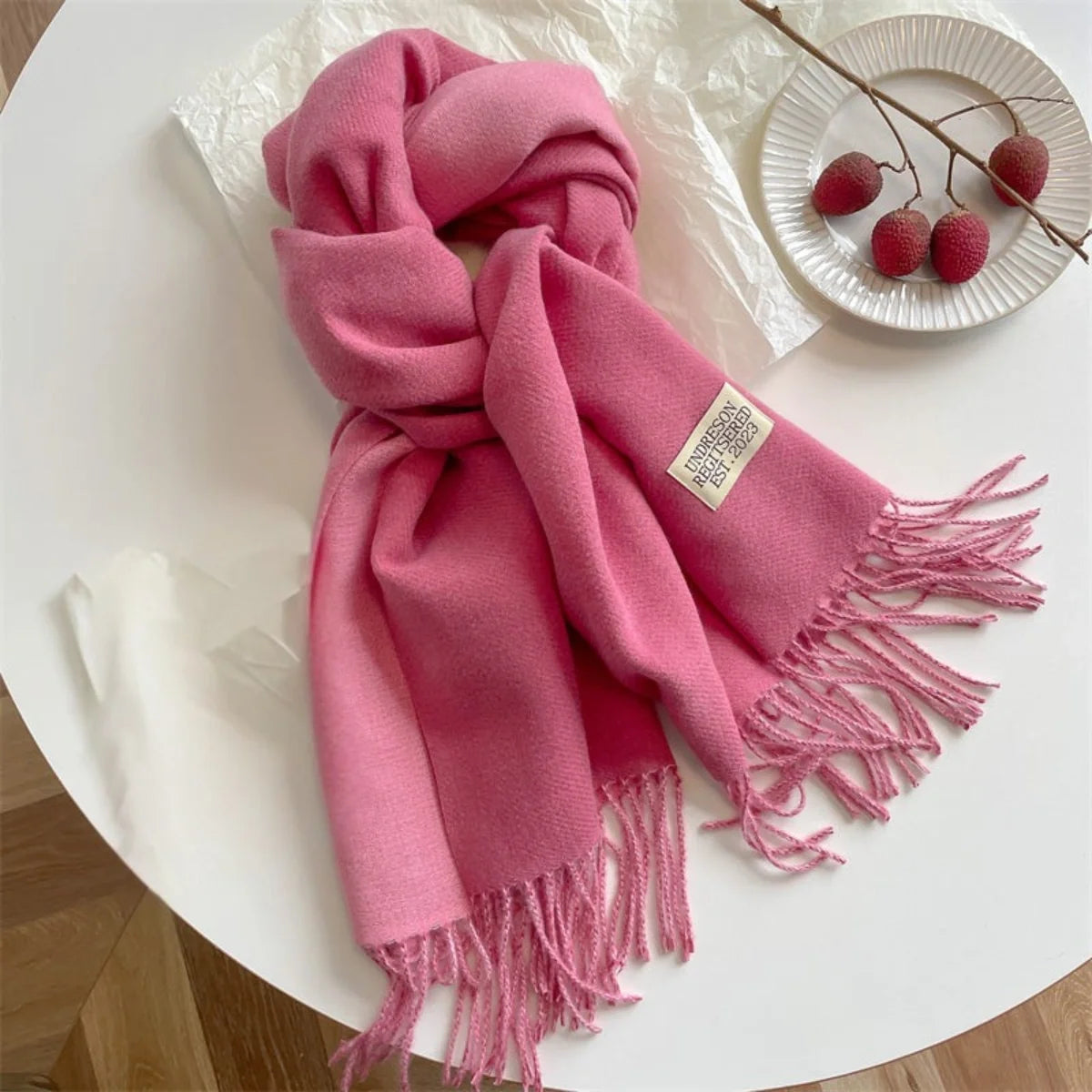 Étole réversible en laine pashmina à franges pour femme, écharpe d’hiver chaude, châle doux et élégant | Sansoti
