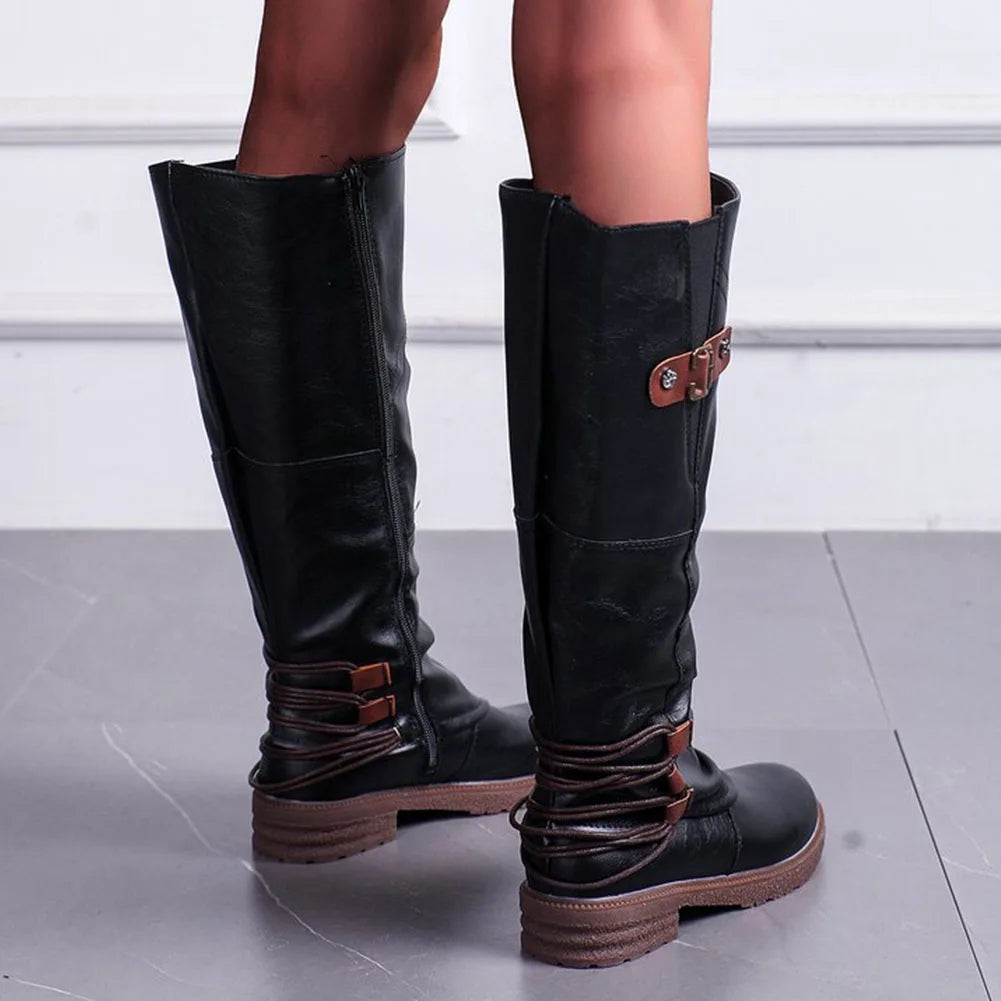 Bottes à fermeture éclair en cuir pour femmes – confortables & chaudes pour automne et hiver | Sansoti