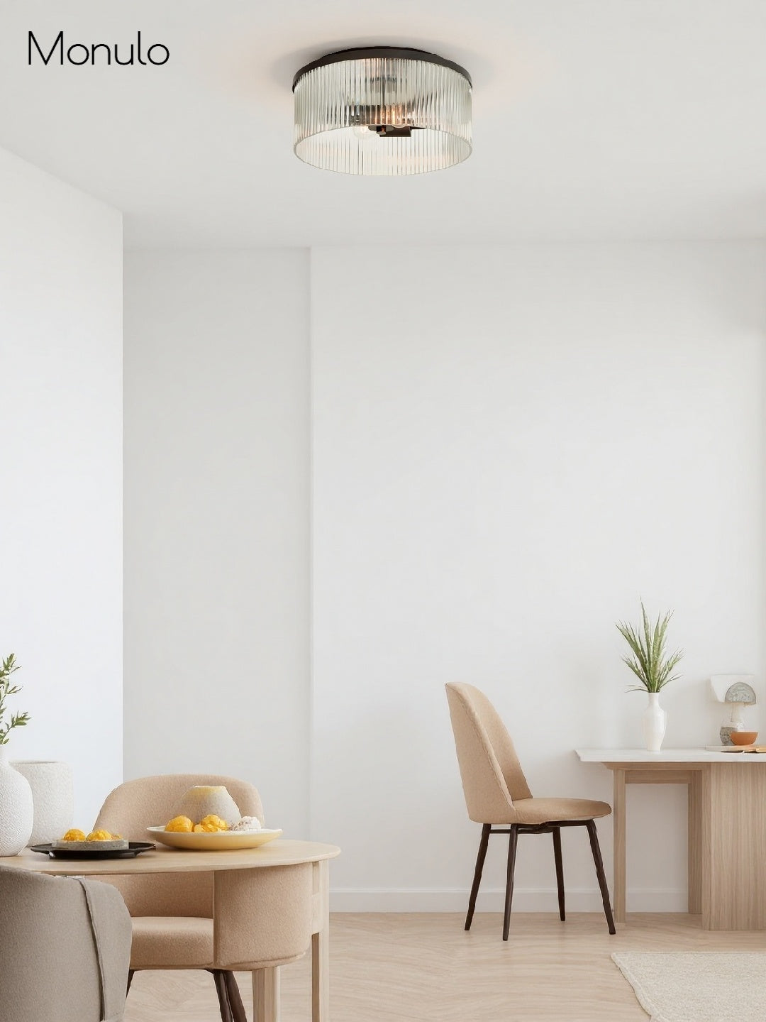 Geribbelde Glazen Plafondlamp Modern Laagbouw Ontwerp Slaapkamer Woonkamer Gang | Sansoti