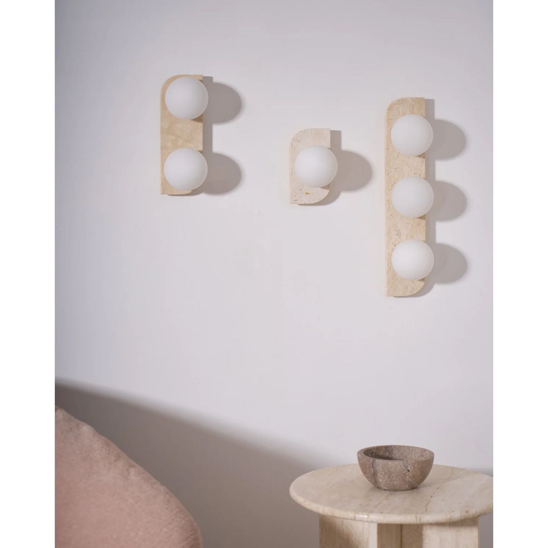 Wandleuchte Travertin G9 Glas Holz Beige Wohnzimmer Flur Badezimmer Minimalistische Wandleuchte Stimmungslicht Natürliches Design | Restfield