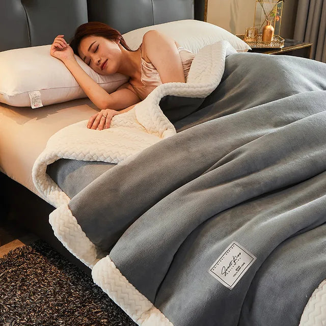 Soft Fleece Blanket for Double Bed 150x200 cm Warm Throw Winter Blanket Sofa Living Room Bedroom Couch | Sansoti