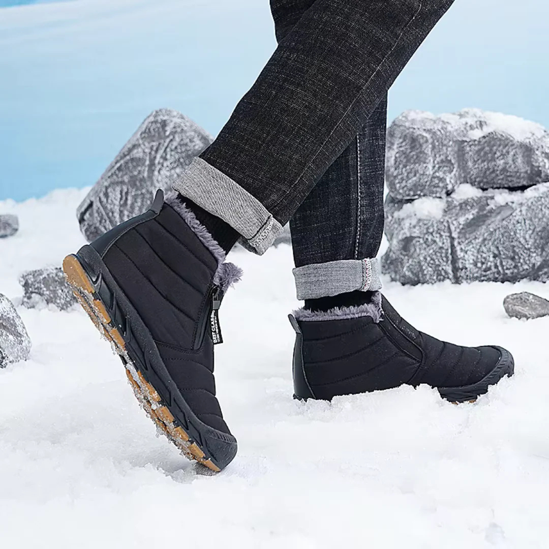 Waterproof Winter Boots Unisex Zipper Closure Fleece Lining Non-Slip Sole Snow Boots Men Women | Sansoti
