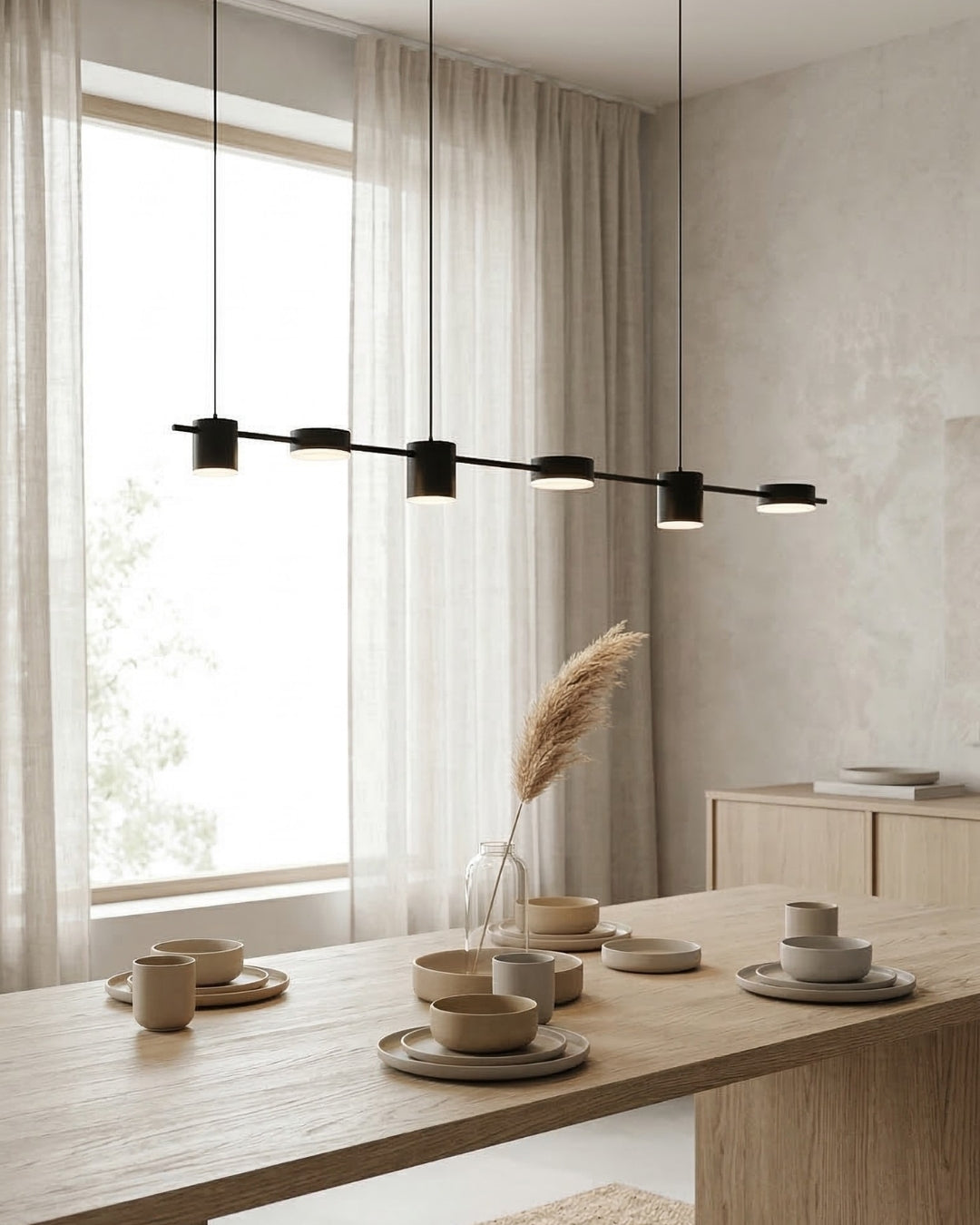 Lineaire LED Hanglamp Helios – Moderne Verlichting met Metaal en Acryl voor Eetkamer en Woonkamer | Sansoti