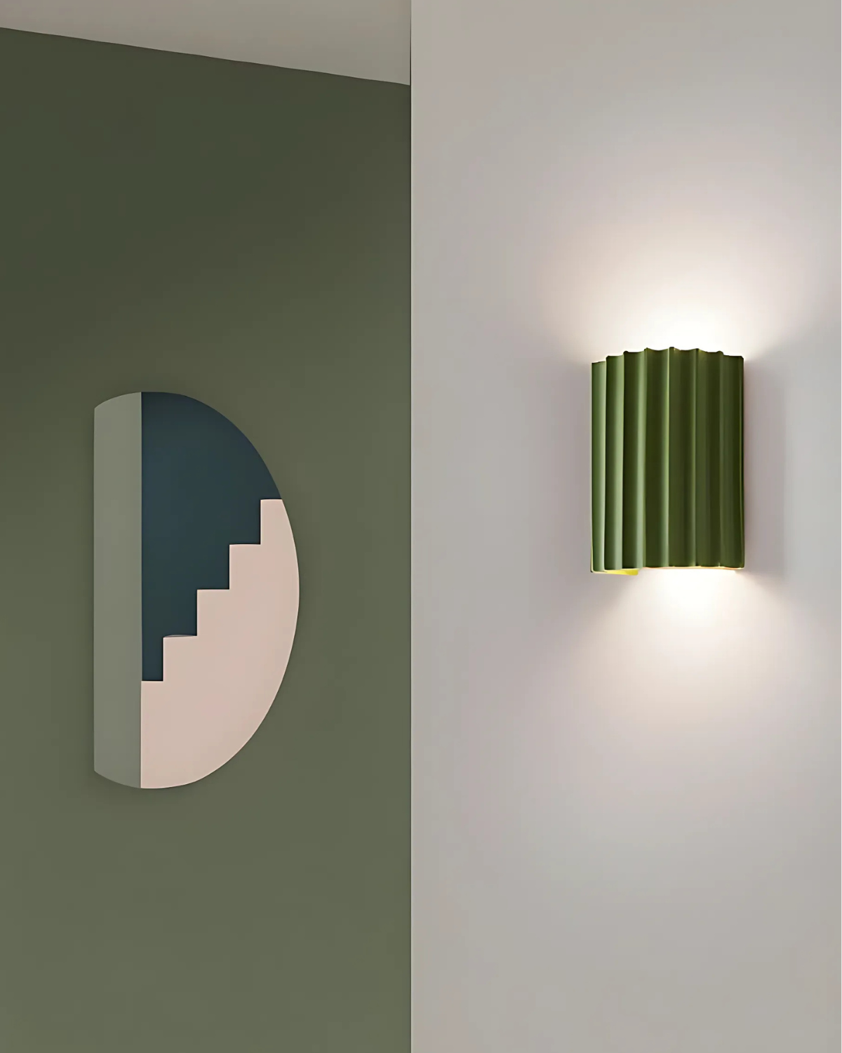 Wandlamp Ribbelstructuur Groen Met Tweezijdige Lichtbundel Voor Sfeervolle Ruimtes | Sansoti