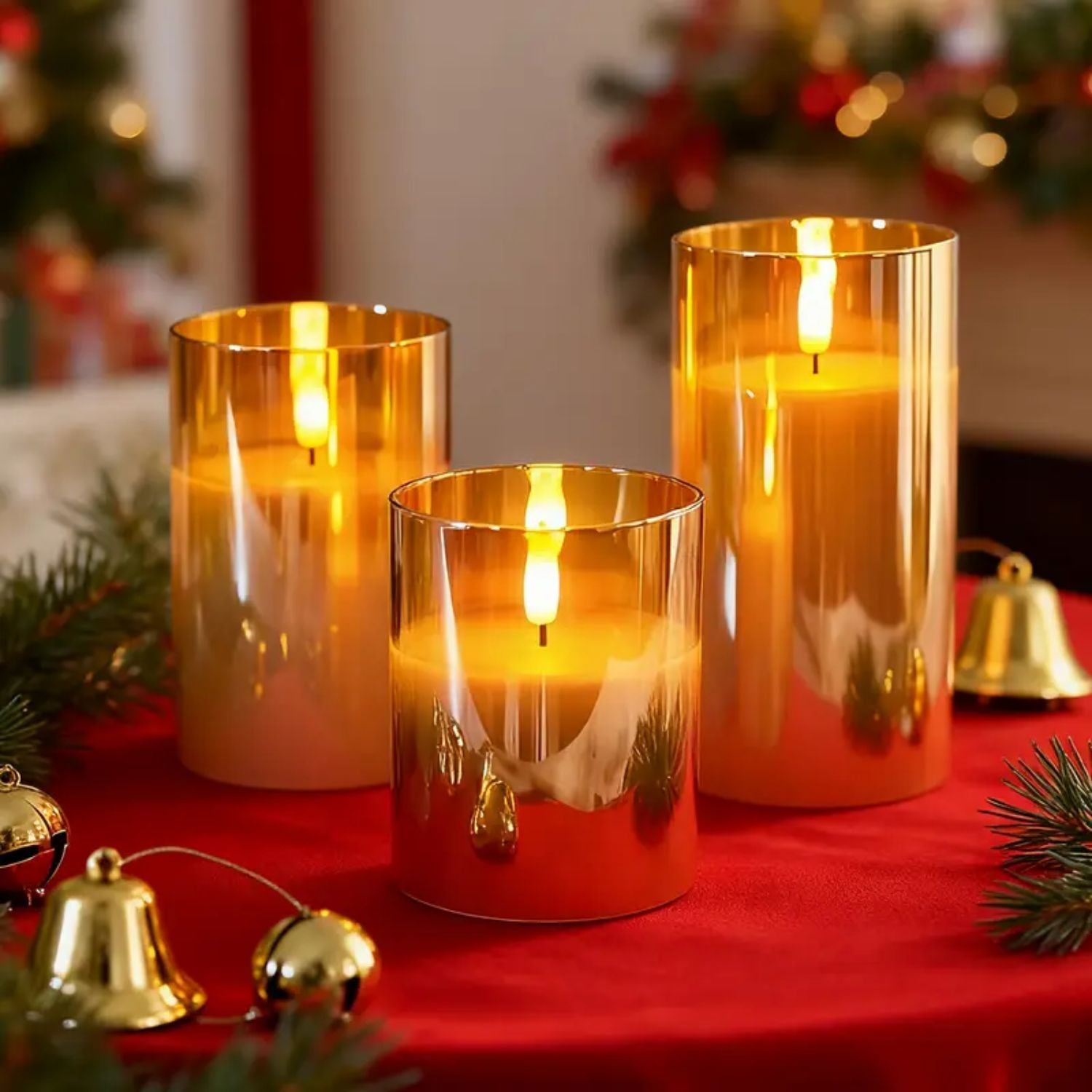Bougies LED avec télécommande verre noir éclairage d’ambiance set minuterie intérieur moderne salon chambre décoration effet flamme réaliste | Restfield