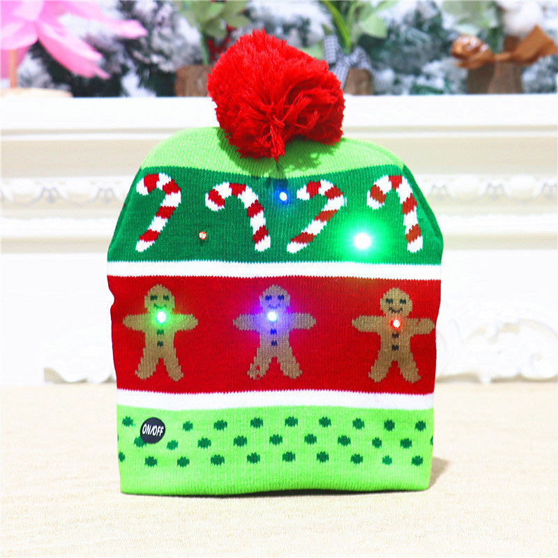 Gebreide Kerstmuts met LED-Verlichting op Batterij Winteraccessoire Feestelijk Design Kerstsfeer Kerstmis | Sansoti