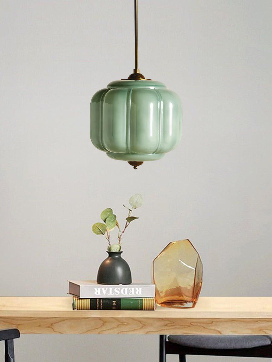 Vintage Kroonluchter met Crèmekleurige Glazen Kappen – Hanglamp in Retro-Stijl voor Eetkamer & Woonkamer | Sansoti