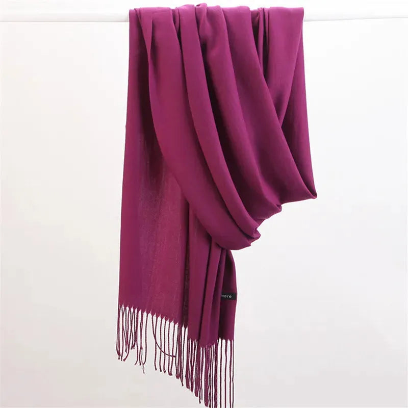 Solid Cashmere Scarf 175cm Winter Accessory Warm Luxury Soft Stylish Fashionable Timeless Elegant for Women | Sansoti