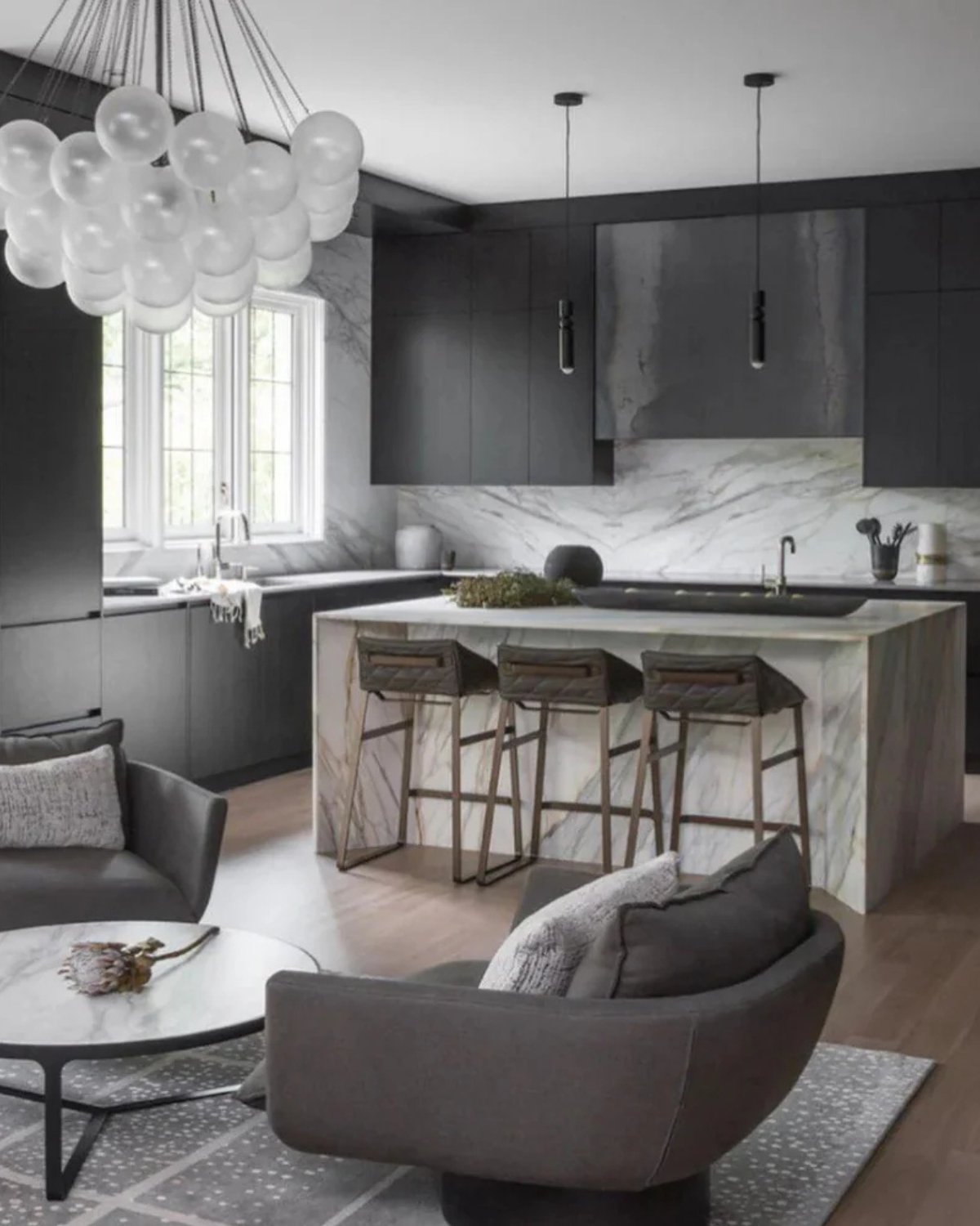 Sculptuurlamp Hanglamp met Vloeiende Vormen Zwart Goud Zilver 1-3-5 Lichtpunten Modern Design Eetkamer Woonkamer Slaapkamer Verlichting | Sansoti