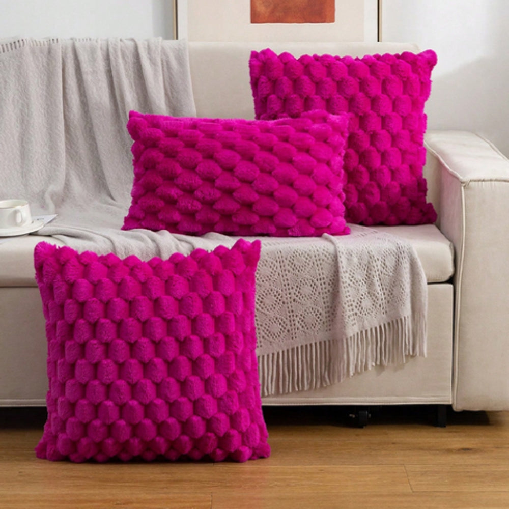 Kussenhoes 3D textuur katoen polyester roze sierkussen bank slaapkamer decoratief zacht hoes kussen vierkant rechthoek | Sansoti