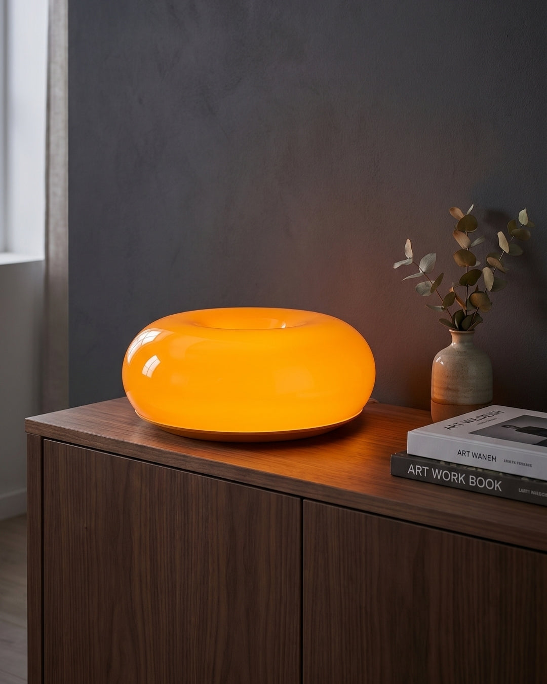 NARA Sculptural Donut Lamp met 3 Kleurtemperaturen – Dimbare Glazen Tafellamp Bauhaus Design Touch Control Wandmonteerbaar Ambient Lighting | Sansoti