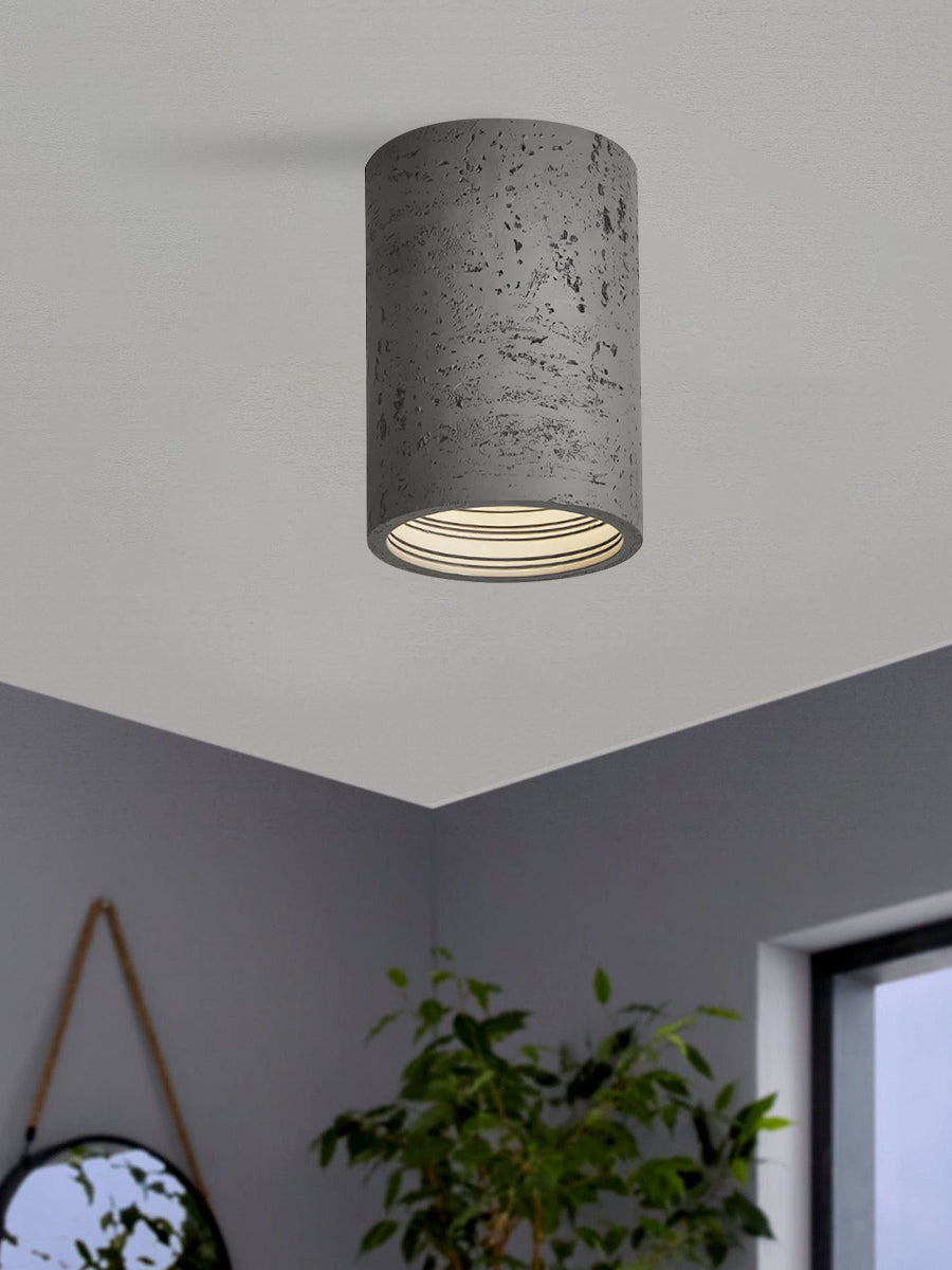 Cilindrische plafondlamp van travertijn – LED verlichting voor moderne interieurs | Sansoti