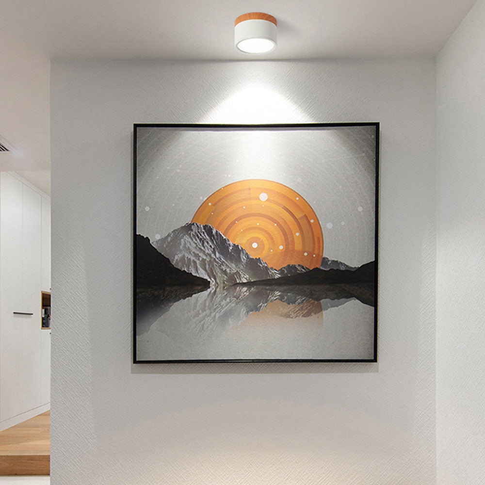 Cylinder kleine Deckenleuchte LED Holz modern Decke Flur Wohnzimmer kompakt Design | Restfield